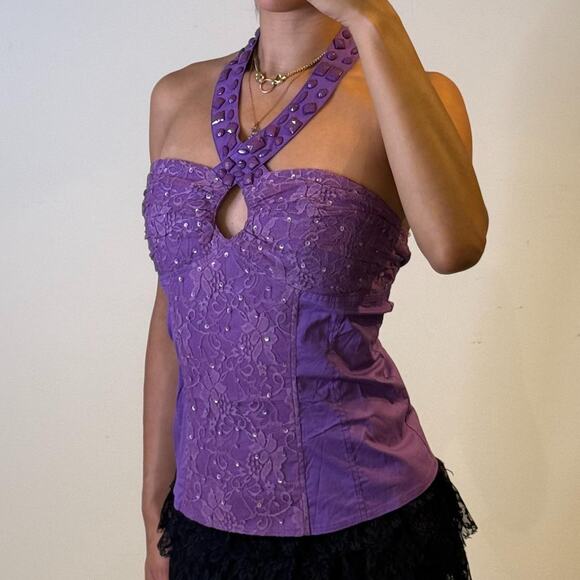 Purple Sequined Corset S - Picture 2 of 5